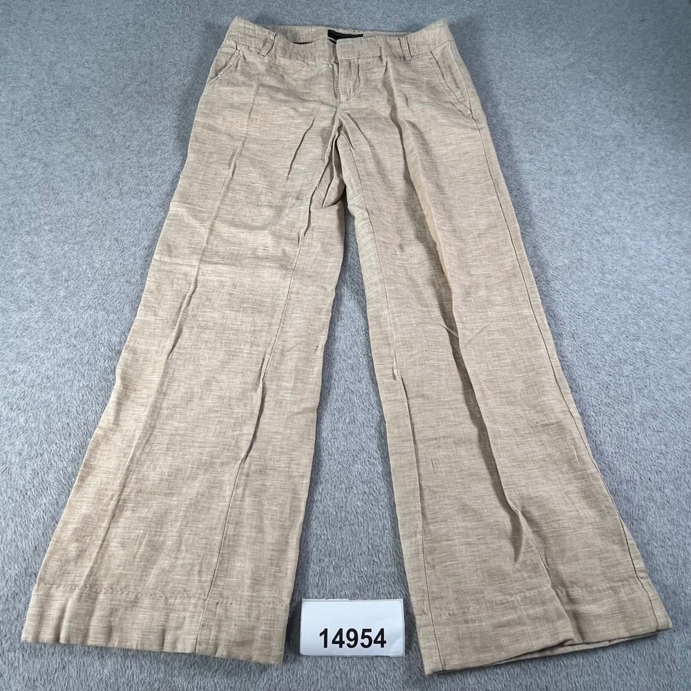 Banana Republic Pants Womens 0 Tan Excellent Martin Fit Linen Cotton Blend